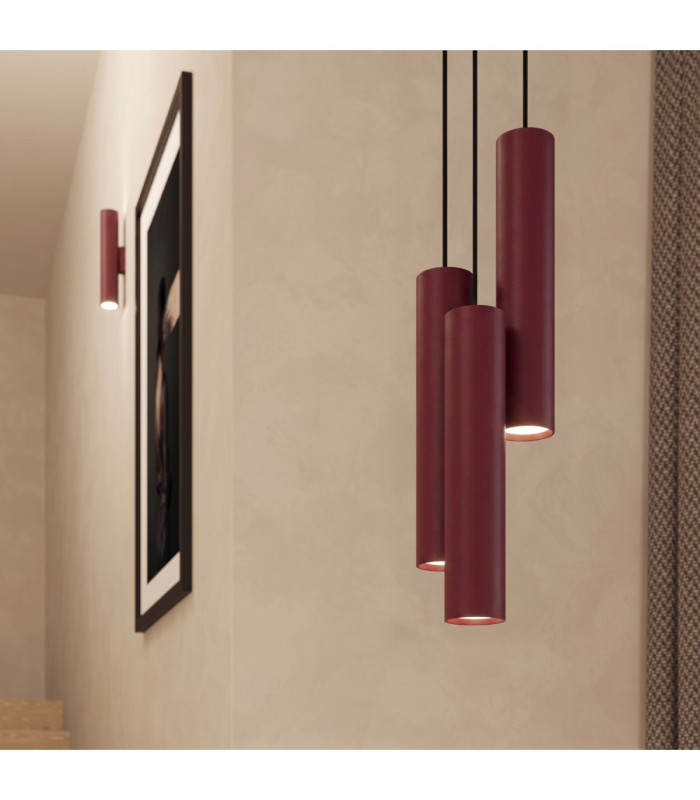 Lagos Slim Pendant Ceiling Light Burgundy 1x GU10-13