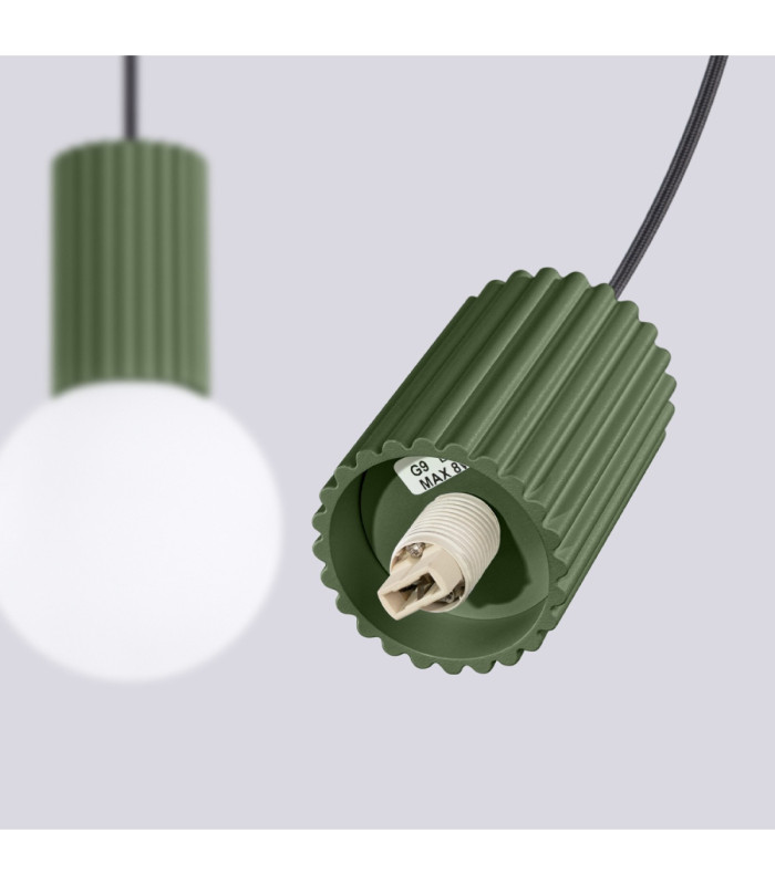 Halo Bar Pendant Ceiling Light Olive Green 2x G9-8