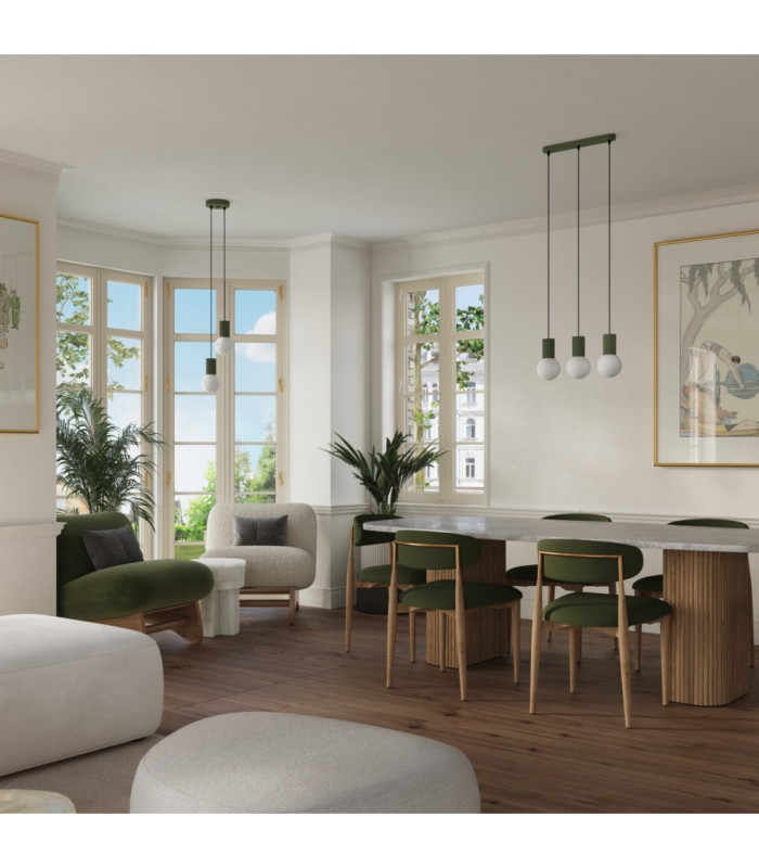 Halo Bar Pendant Ceiling Light Olive Green 2x G9-13