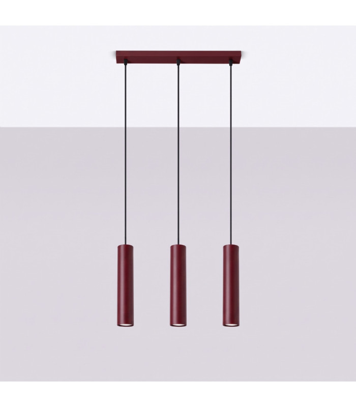 Lagos Bar Pendant Ceiling Light Burgundy 3x GU10-3