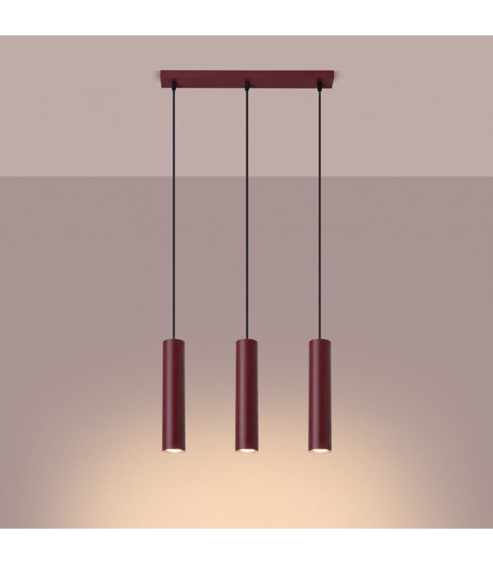 Lagos Bar Pendant Ceiling Light Burgundy 3x GU10-4