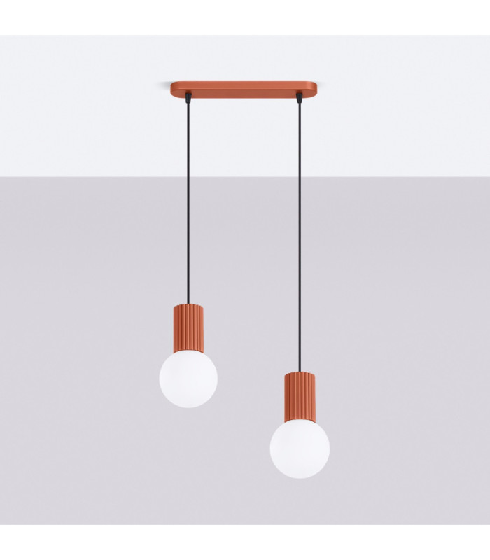 Halo Bar Pendant Ceiling Light Red Ochre 2x G9-3