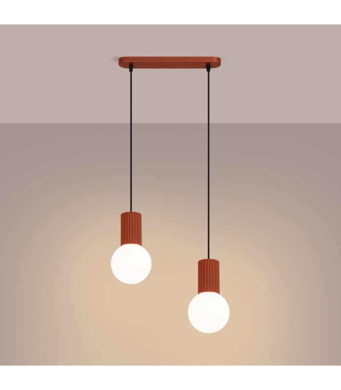 Halo Bar Pendant Ceiling Light Red Ochre 2x G9-4