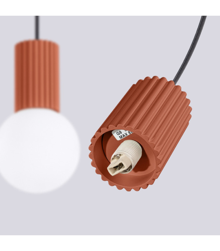 Halo Bar Pendant Ceiling Light Red Ochre 2x G9-8