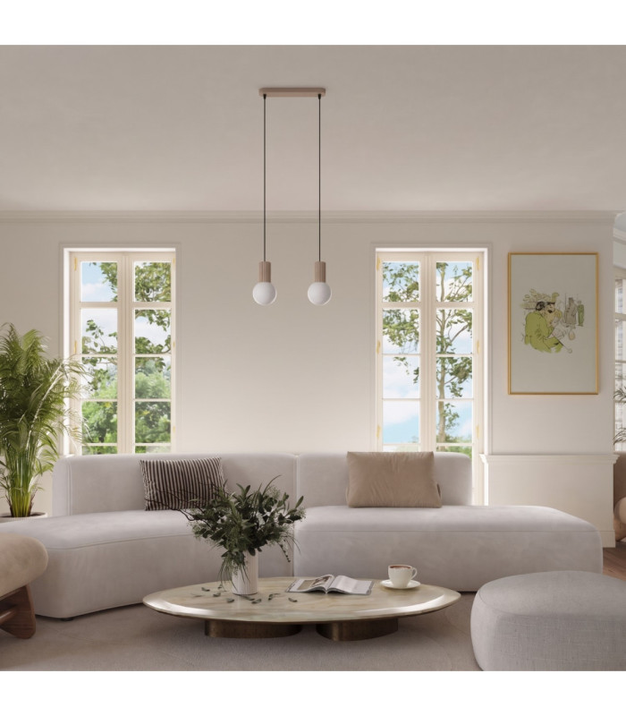 Halo Bar Pendant Ceiling Light Taupe 2x G9-2