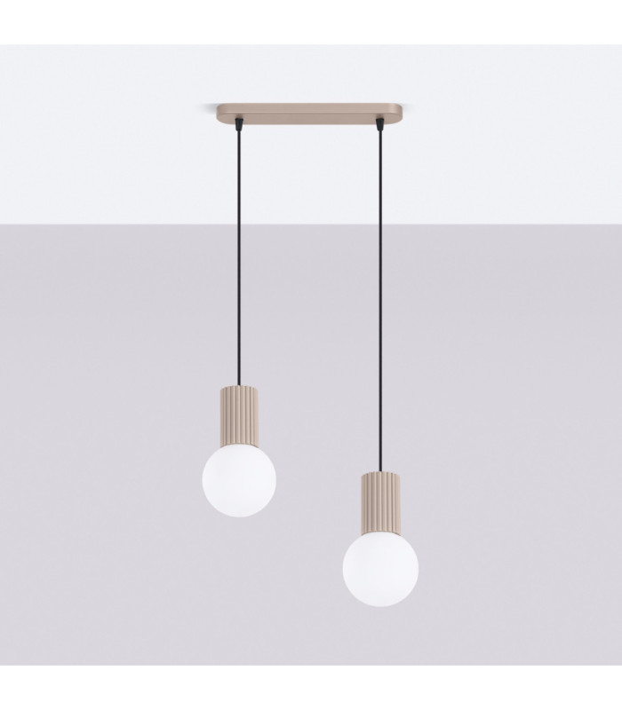 Halo Bar Pendant Ceiling Light Taupe 2x G9-3
