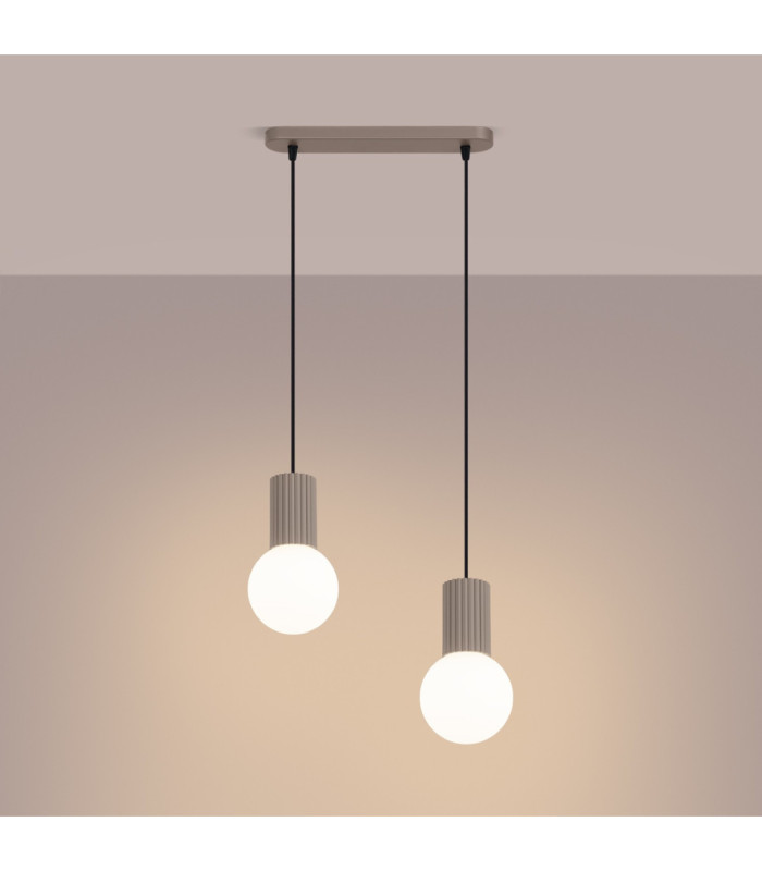 Halo Bar Pendant Ceiling Light Taupe 2x G9-4