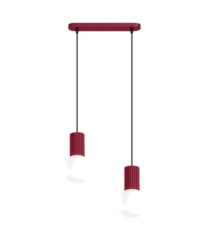 Halo Bar Pendant Ceiling Light Burgundy 2x G9-1