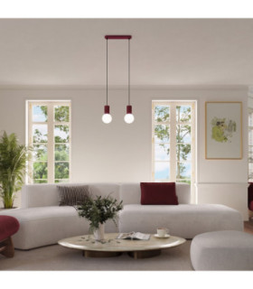 Halo Bar Pendant Ceiling Light Burgundy 2x G9-2