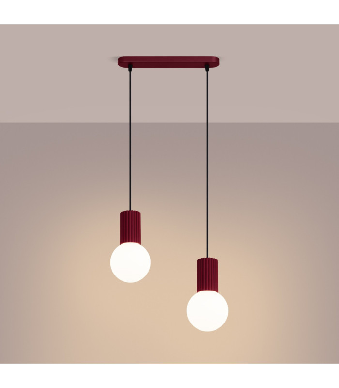 Halo Bar Pendant Ceiling Light Burgundy 2x G9-4