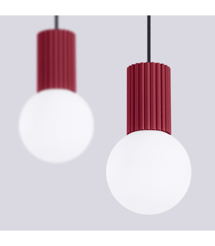 Halo Bar Pendant Ceiling Light Burgundy 2x G9-6