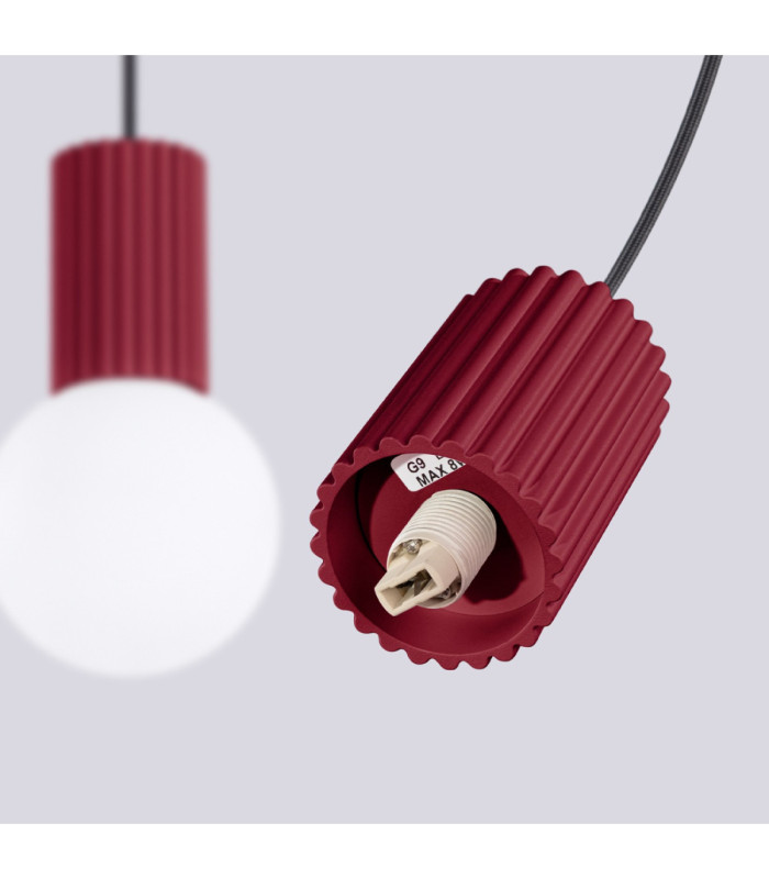 Halo Bar Pendant Ceiling Light Burgundy 2x G9-8