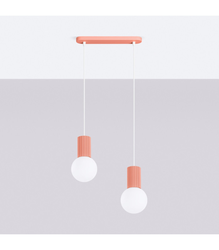 Halo Bar Pendant Ceiling Light Peach 2x G9-3