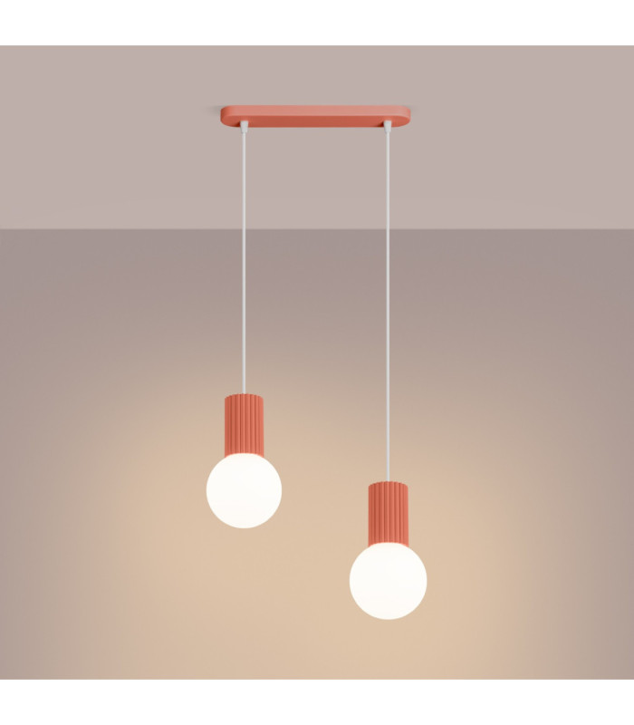 Halo Bar Pendant Ceiling Light Peach 2x G9-4