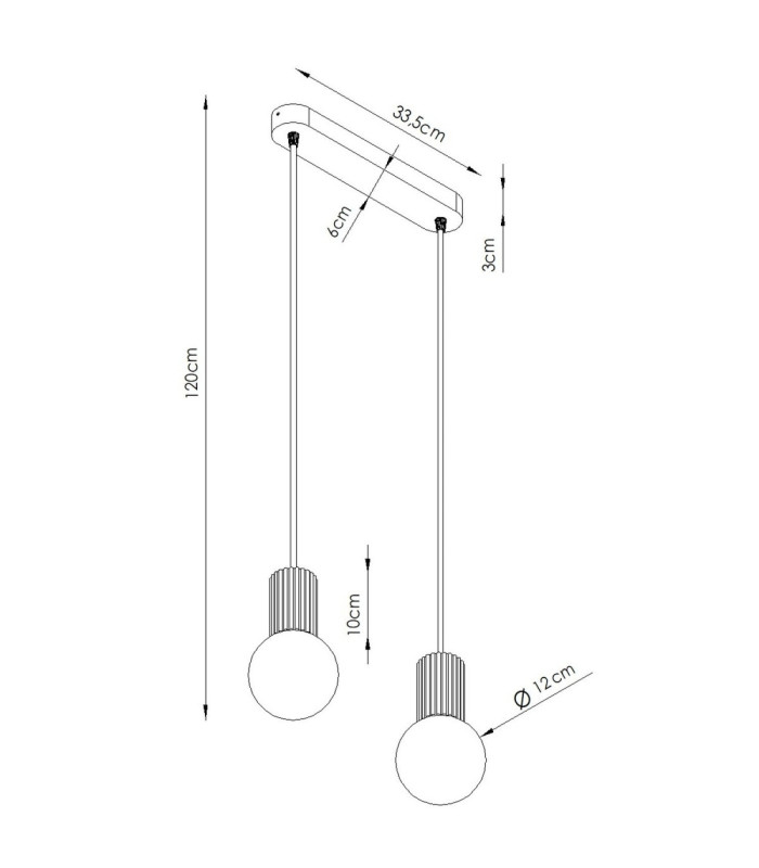 Halo Bar Pendant Ceiling Light Peach 2x G9-11