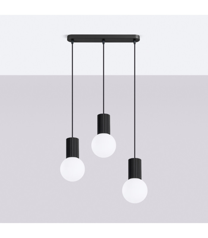 Halo Bar Pendant Ceiling Light Black 3x G9-3
