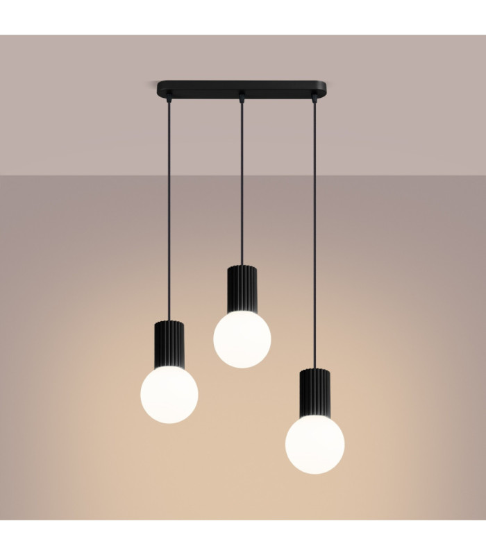 Halo Bar Pendant Ceiling Light Black 3x G9-4