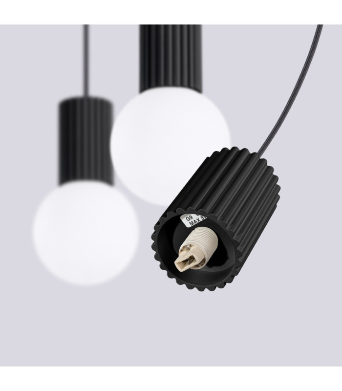 Halo Bar Pendant Ceiling Light Black 3x G9-8