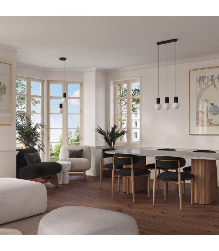 Halo Bar Pendant Ceiling Light Black 3x G9-13