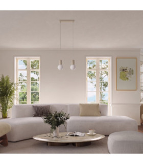 Halo Bar Pendant Ceiling Light Beige 3x G9-2