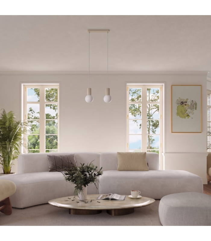 Halo Bar Pendant Ceiling Light Beige 3x G9-2