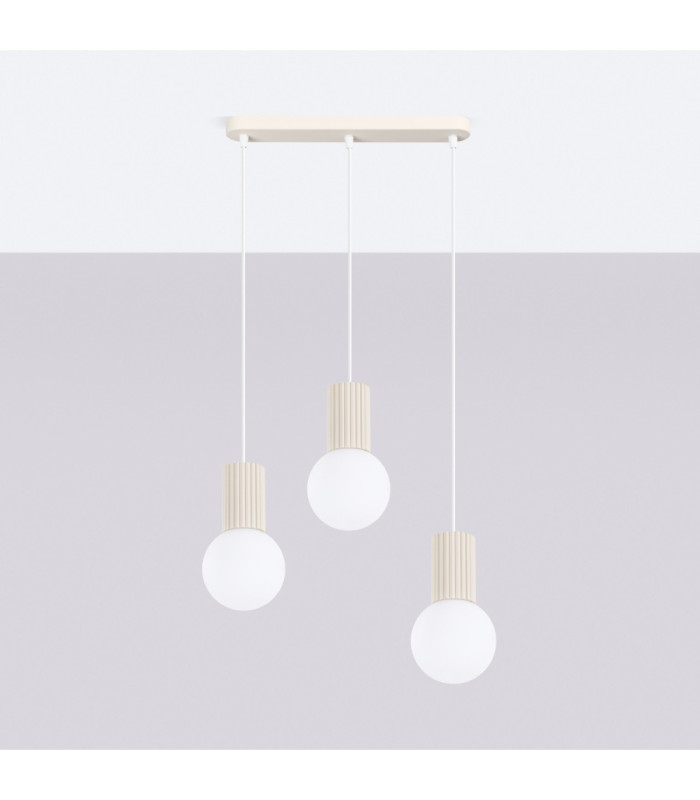 Halo Bar Pendant Ceiling Light Beige 3x G9-3