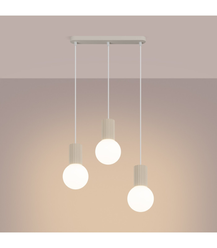 Halo Bar Pendant Ceiling Light Beige 3x G9-4