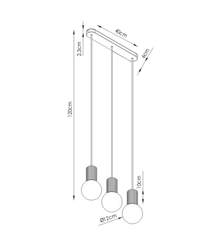 Halo Bar Pendant Ceiling Light Beige 3x G9-11