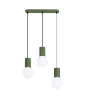 Halo Bar Pendant Ceiling Light Olive Green 3x G9-1