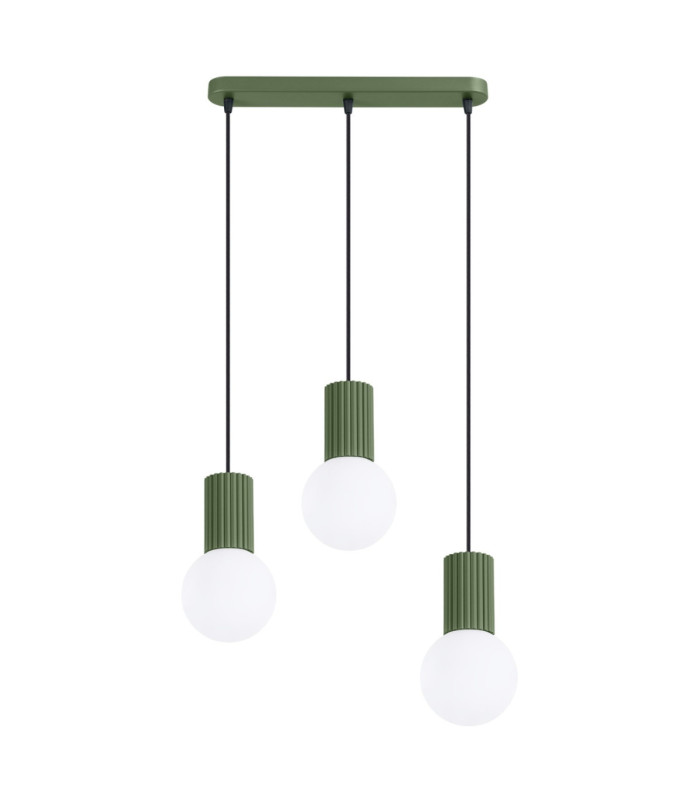 Halo Bar Pendant Ceiling Light Olive Green 3x G9-1