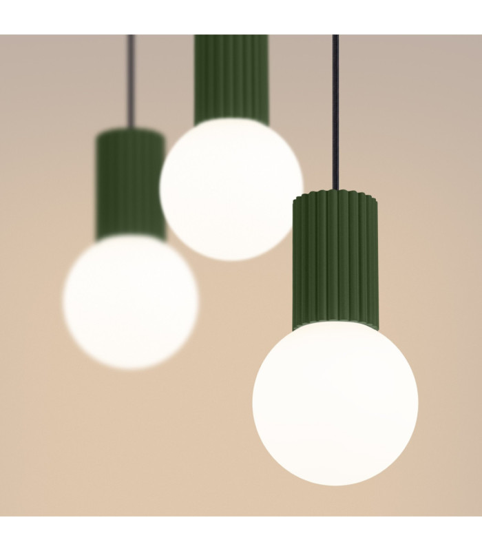 Halo Bar Pendant Ceiling Light Olive Green 3x G9-5