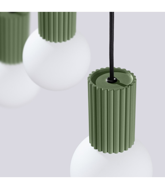 Halo Bar Pendant Ceiling Light Olive Green 3x G9-7
