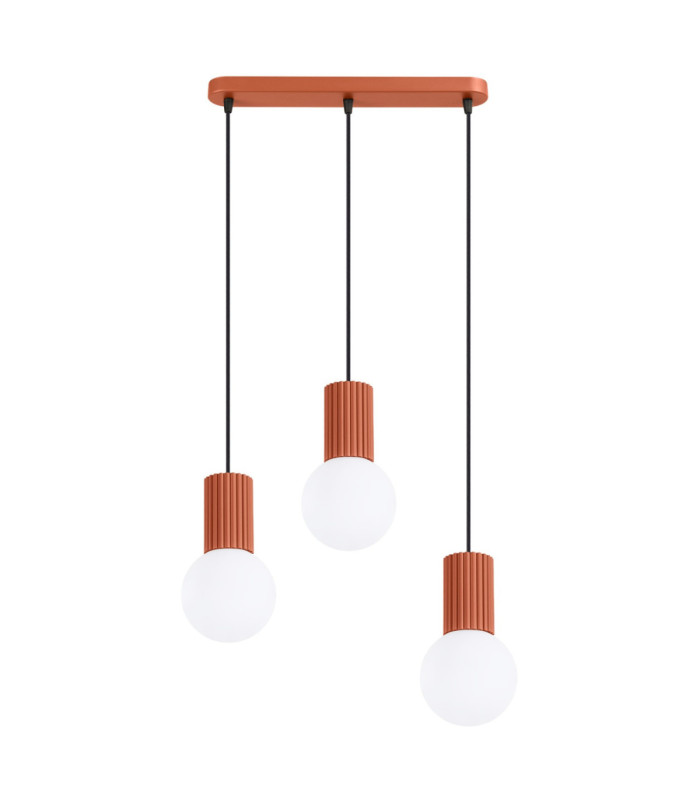 Halo Bar Pendant Ceiling Light Red Ochre 3x G9-1