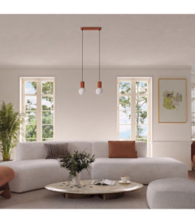 Halo Bar Pendant Ceiling Light Red Ochre 3x G9-2