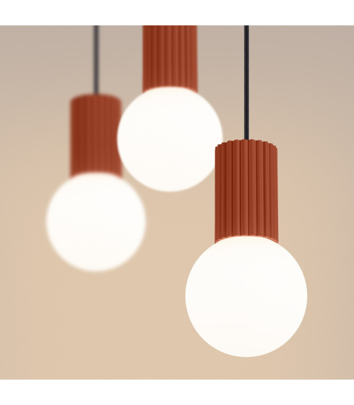 Halo Bar Pendant Ceiling Light Red Ochre 3x G9-5