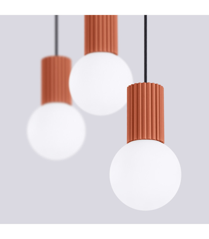 Halo Bar Pendant Ceiling Light Red Ochre 3x G9-6
