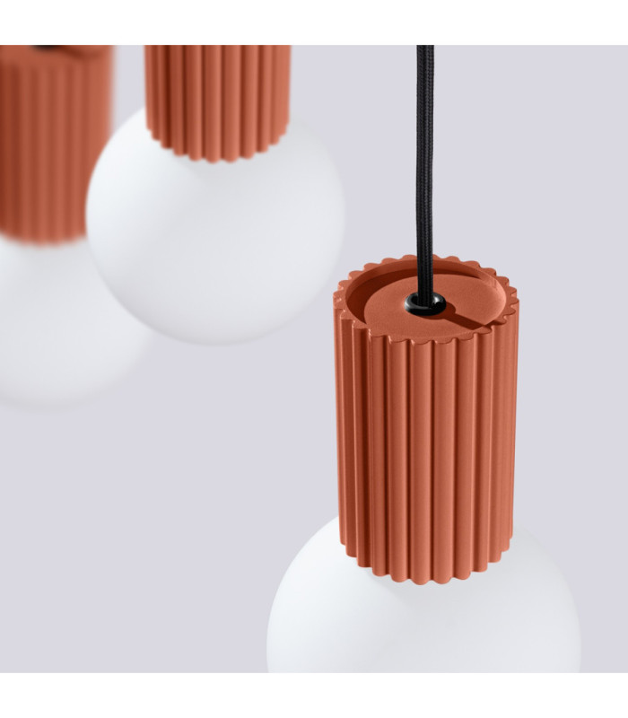 Halo Bar Pendant Ceiling Light Red Ochre 3x G9-7