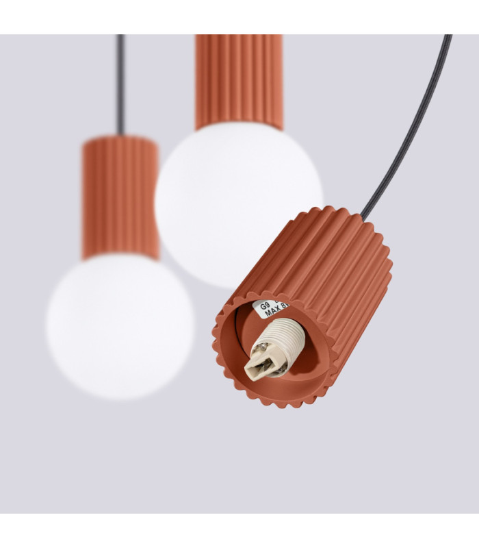 Halo Bar Pendant Ceiling Light Red Ochre 3x G9-8