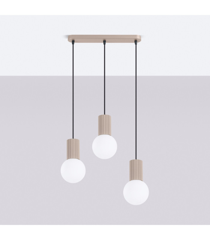 Halo Bar Pendant Ceiling Light Taupe 3x G9-3