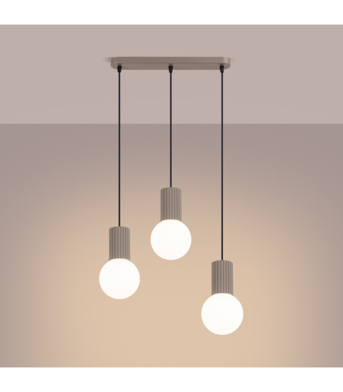 Halo Bar Pendant Ceiling Light Taupe 3x G9-4