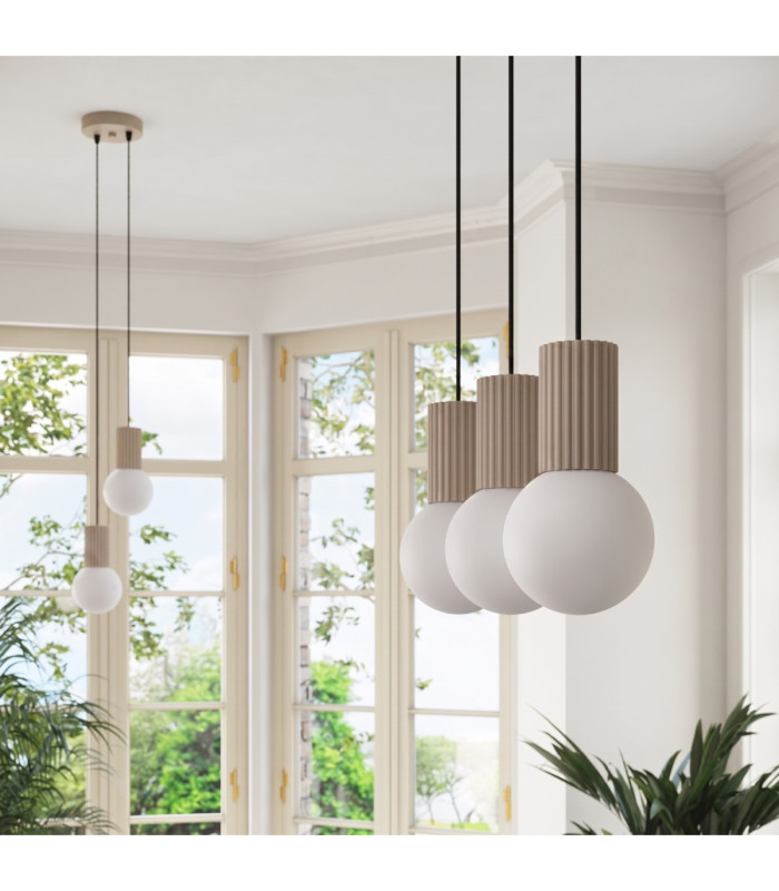 Halo Bar Pendant Ceiling Light Taupe 3x G9-14