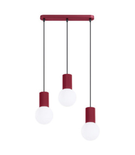 Halo Bar Pendant Ceiling Light Burgundy 3x G9-1