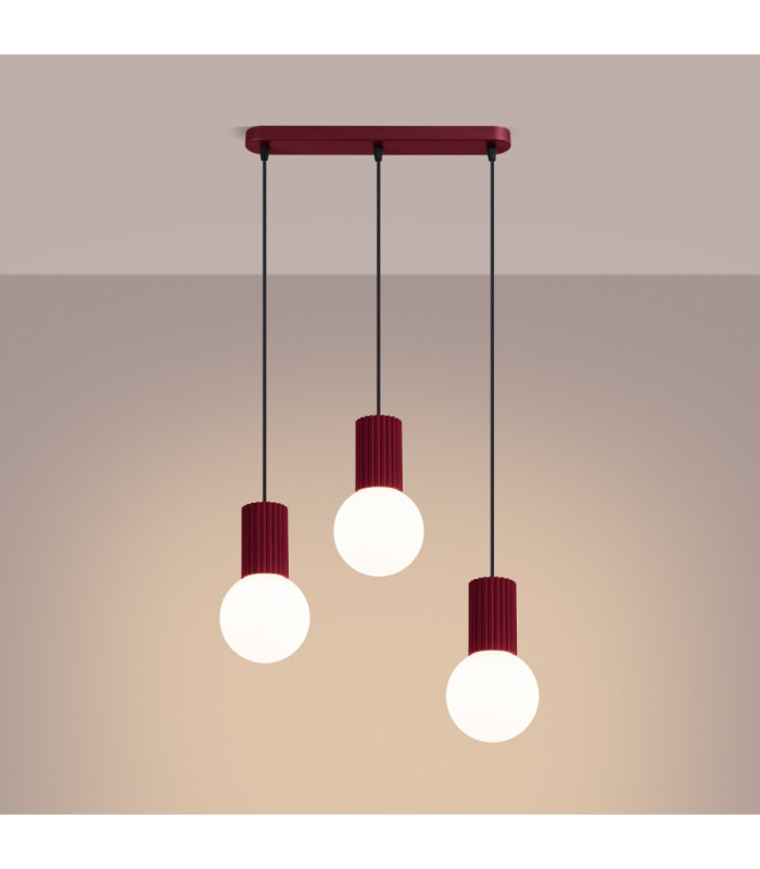 Halo Bar Pendant Ceiling Light Burgundy 3x G9-4
