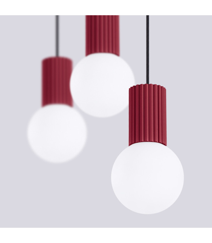 Halo Bar Pendant Ceiling Light Burgundy 3x G9-6
