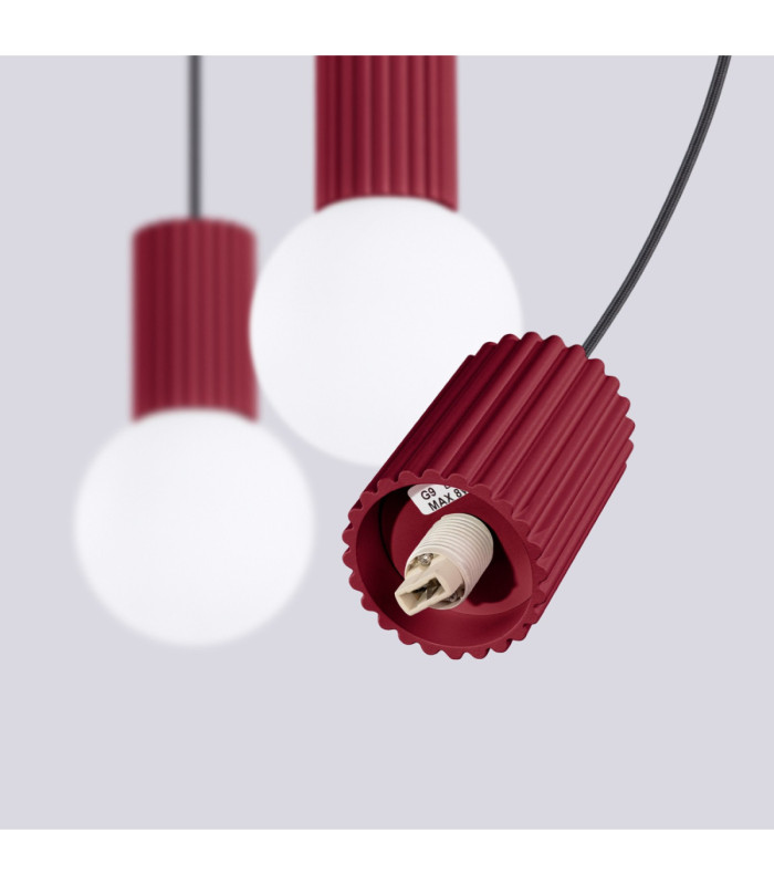 Halo Bar Pendant Ceiling Light Burgundy 3x G9-8