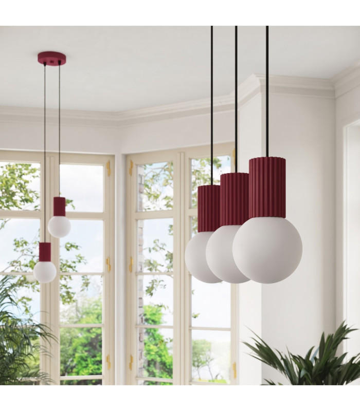 Halo Bar Pendant Ceiling Light Burgundy 3x G9-14