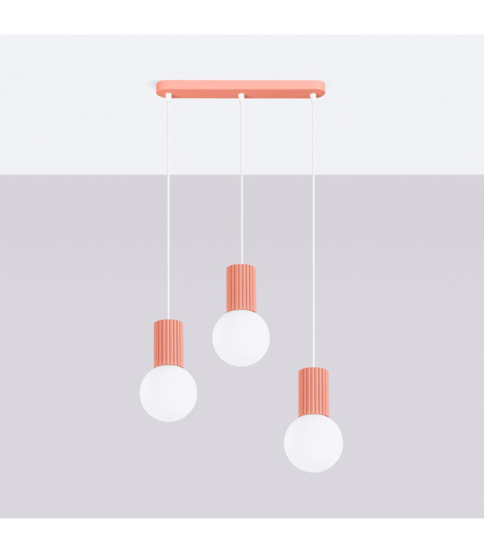 Halo Bar Pendant Ceiling Light Peach 3x G9-3
