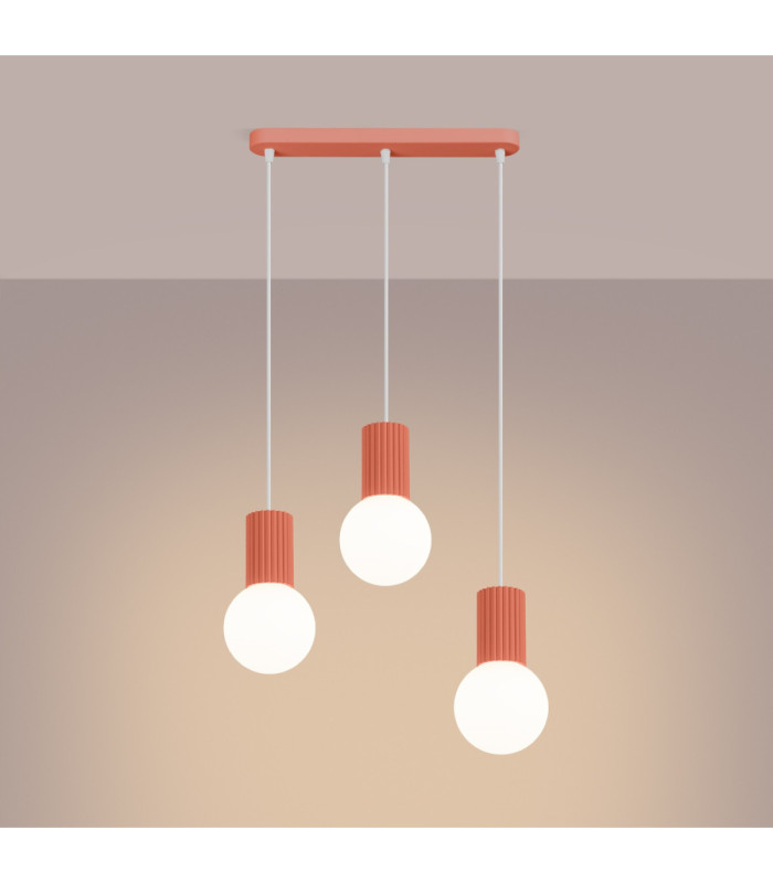 Halo Bar Pendant Ceiling Light Peach 3x G9-4