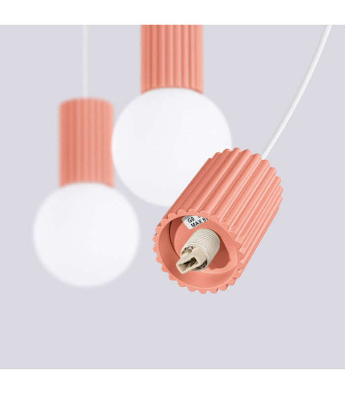 Halo Bar Pendant Ceiling Light Peach 3x G9-8