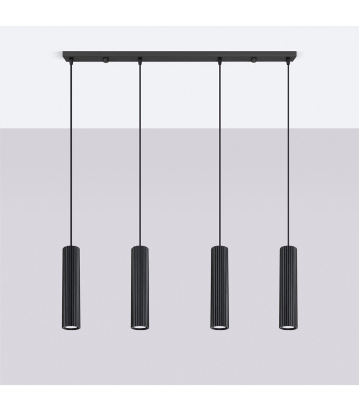 Karbon Hanging Bar Pendant Ceiling Light Black 4x GU10-3